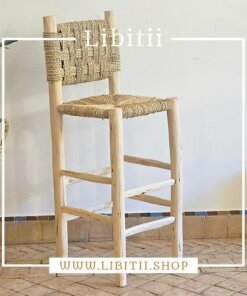 Boho Stool Chair Palm Leaf Rope
