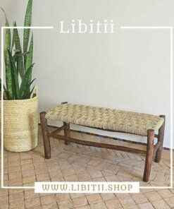 Dark Bench In Palm Leaf Rope Right Angle 2
