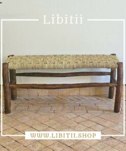 Dark Bench In Palm Leaf Rope Right Angle