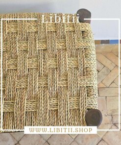 Dark Bench In Palm Leaf Rope Right Angle 3