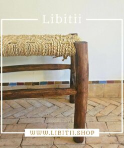 Dark Bench In Palm Leaf Rope Right Angle 4