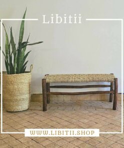 Dark Bench In Palm Leaf Rope Right Angle 5
