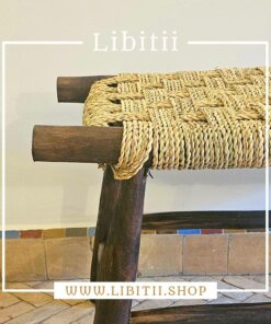 Dark Leather Bench In PalmLeaf Rope 3