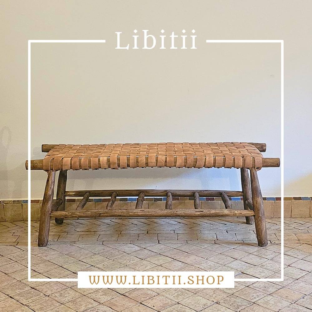 Dark Leather Bench With Storage