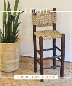 Dark Stool Bar In PalmLeaf Rope 5