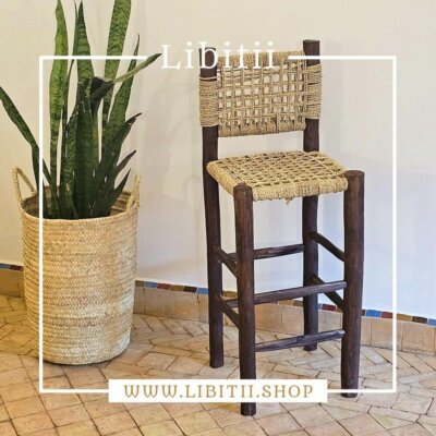 Dark Stool Bar In PalmLeaf Rope 5