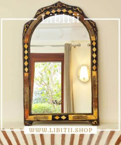 Handmade Black & Orange Arch Bone Mirror 1