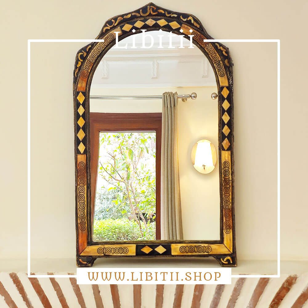 Handmade Black & Orange Arch Bone Mirror 1