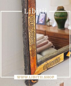 Handmade Black & Orange Arch Bone Mirror 3