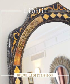 Handmade Black & Orange Arch Bone Mirror 4