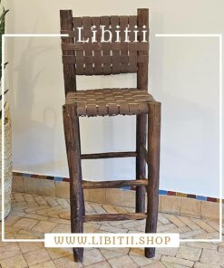 Stool Bar With Brown Leather