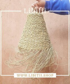 Tube-shaped straw suspension - Handwoven Moroccan Pendant Light 1