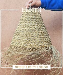 Tube-shaped straw suspension - Handwoven Moroccan Pendant Light 5